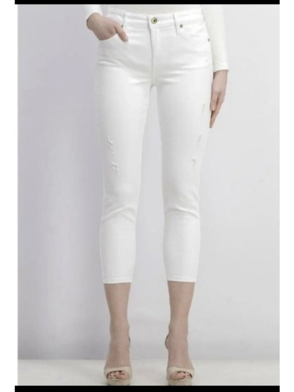 PISTOLA Jennifer Skinny Jeans Women's 31 Oslo White Distressed High Rise Stretch